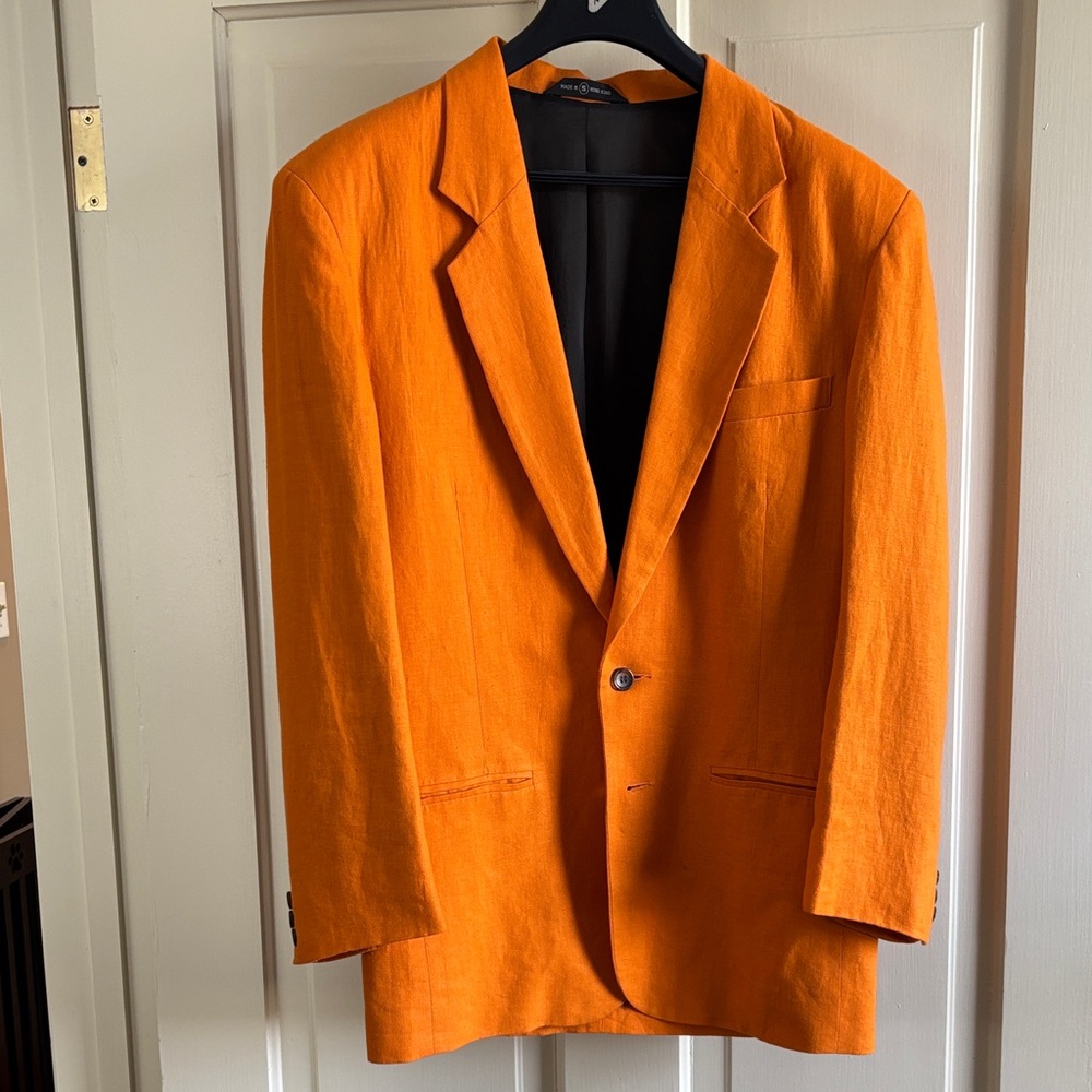 Elegant Orange Men's Linen Blazer